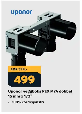 Megaflis Uponor veggboks PEX M7A dobbel 15 mm x 1/2” tilbud