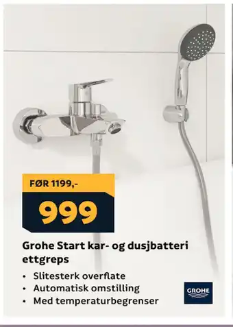 Megaflis Grohe Start kar- og dusjbatteri ettgreps tilbud