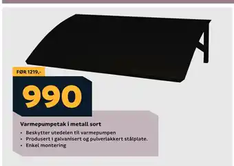 Megaflis Varmepumpetak i metall sort tilbud