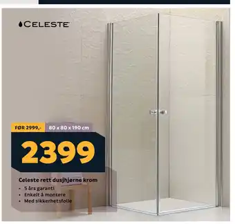 Megaflis Celeste rett dusjhjørne krom tilbud