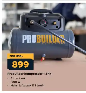 Megaflis Probuilder kompressor 1,5hk tilbud