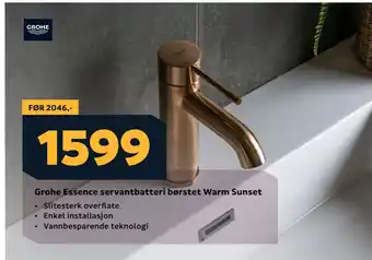 Megaflis Grohe Essence servantbatteri børstet Warm Sunset tilbud