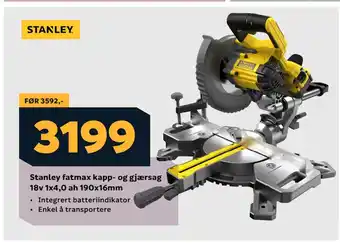 Megaflis Stanley fatmax kapp- og gjærsag 18v 1x4,0 ah 190x16mm tilbud