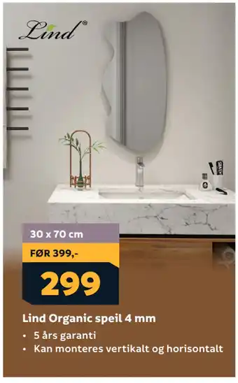 Megaflis Lind Organic speil 4 mm tilbud