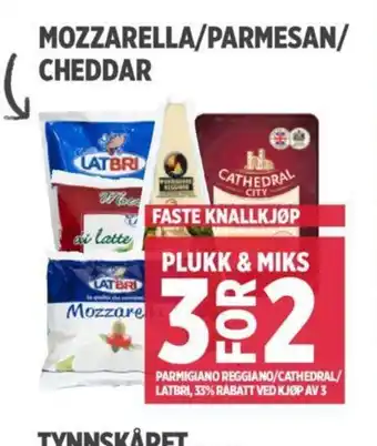 Meny MOZZARELLA/PARMESAN/ CHEDDAR tilbud
