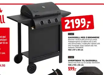 jem & fix GASSGRILL MED 3 BRENNERE tilbud