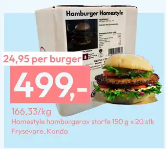 Gigaboks Homestyle hamburgerav storfe 150 g x 20 stk tilbud