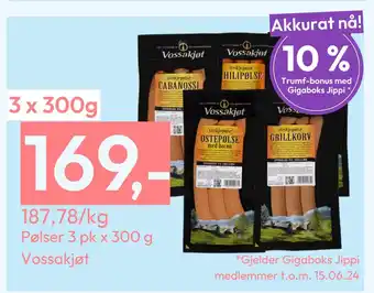 Gigaboks Pølser 3 pk x 300 g tilbud