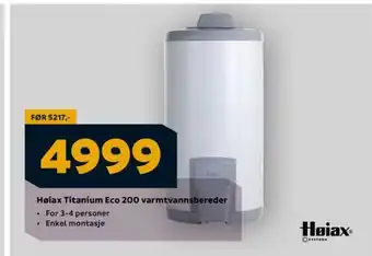 Megaflis Høiax Titanium Eco 200 varmtvannsbereder tilbud