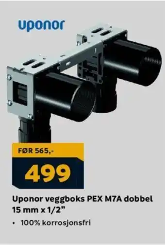 Megaflis Uponor veggboks PEX M7A dobbel 15 mm x 1/2" tilbud