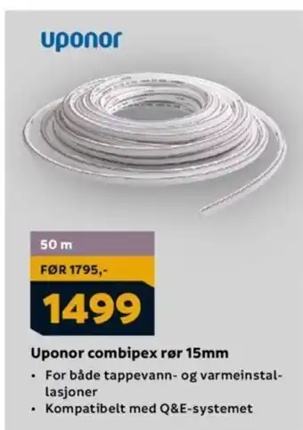 Megaflis Uponor combipex rør 15mm tilbud