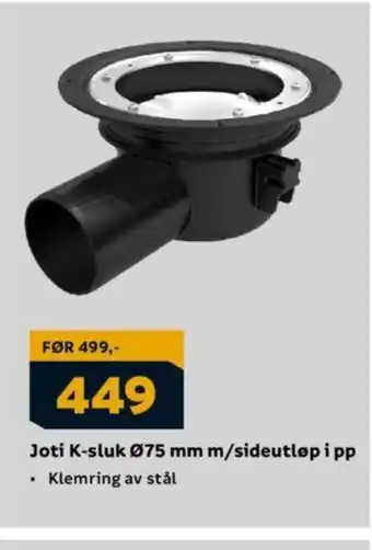 Megaflis Joti K-sluk 075 mm m/sideutløp i pp tilbud