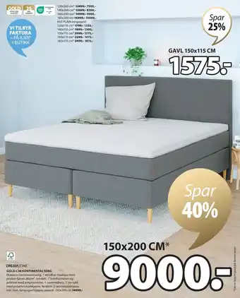 JYSK GOLD C30 KONTINENTALSENG tilbud