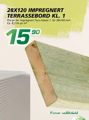 Coop Byggmix 28X120 IMPREGNERT TERRASSEBORD tilbud