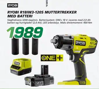 Coop Byggmix RYOBI R18IW3-120S MUTTERTREKKER MED BATTERI tilbud