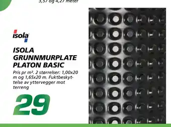 Coop Byggmix ISOLA GRUNNMURPLATE PLATON BASIC tilbud