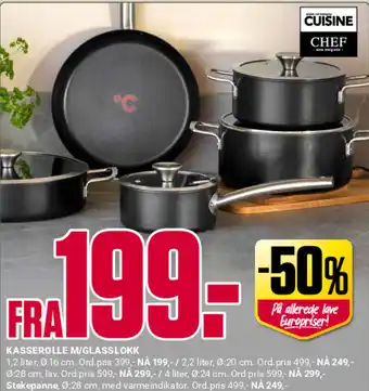 Europris KASSEROLLE M/GLASSLOKK tilbud