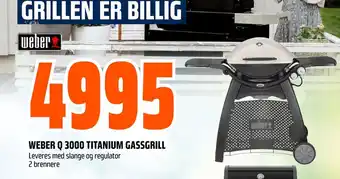Obs Bygg WEBER Q 3000 TITANIUM GASSGRILL tilbud