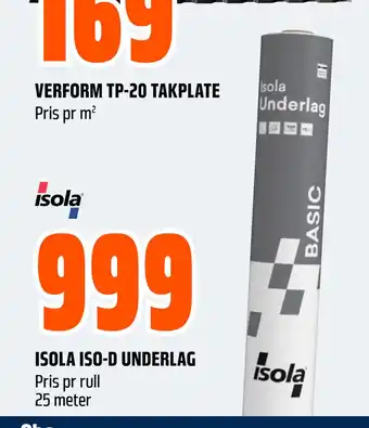 Obs Bygg ISOLA ISO-D UNDERLAG tilbud