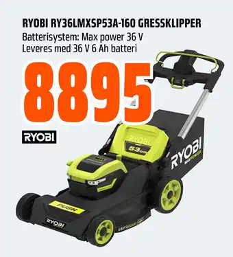 Obs Bygg RYOBI RY36LMXSP53A-160 GRESSKLIPPER tilbud