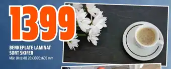 Obs Bygg BENKEPLATE LAMINAT SORT SKIFER tilbud