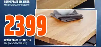 Obs Bygg BENKEPLATE HELTRE EIK tilbud