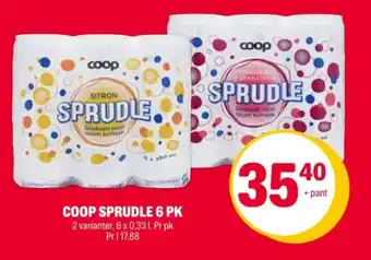 Coop Extra Sprudle vann med kulsyre bringebær & eple tilbud