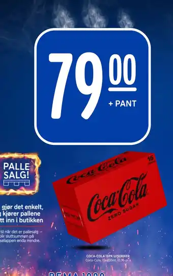 Rema 1000 COCA-COLA 15PK U/SUKKER tilbud