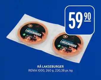 Rema 1000 RÅ LAKSEBURGER tilbud