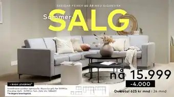 Skeidar Scandinavia vendbar hjørnesofa i Rocco lys grå tilbud