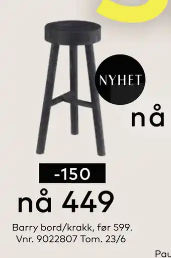 Skeidar Barry bord/krakk tilbud