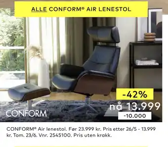 Skeidar CONFORM Air lenestol tilbud
