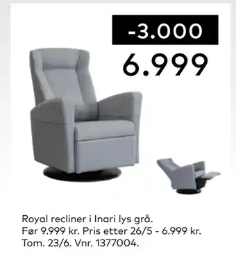 Skeidar Royal recliner tilbud