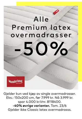 Skeidar Alle Premium latex overmadrasser tilbud