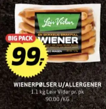 Bunnpris Leiv vidar wienerpølser tilbud