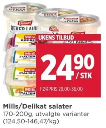 Meny Mills/Delikat salater tilbud