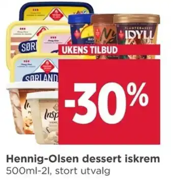 Meny Hennig-Olsen dessert iskrem tilbud