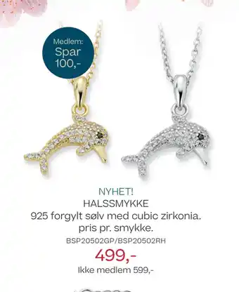 Bjørklund HALSSMYKKE 925 forgylt sølv med cubic zirkonia tilbud