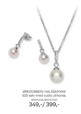 Bjørklund ØREDOBBER/ HALSSMYKKE 925 sølv med cubic zirkonia tilbud