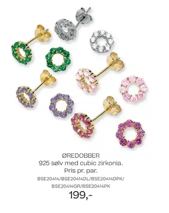 Bjørklund ØREDOBBER 925 sølv med cubic zirkonia tilbud