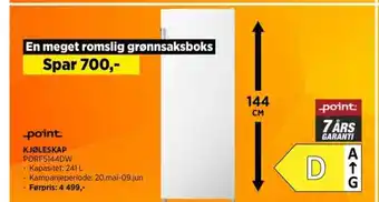 POWER KJØLESKAP PORF5144DW tilbud