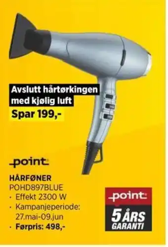 POWER HÅRFØNER POHD897BLUE tilbud