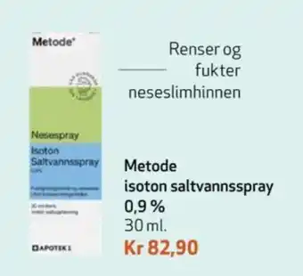 Apotek 1 Metode isoton saltvannsspray 0.9% tilbud