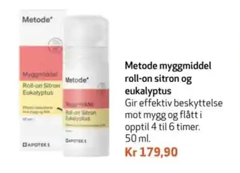 Apotek 1 Metode myggmiddel roll-on sitron og eukalyptus tilbud