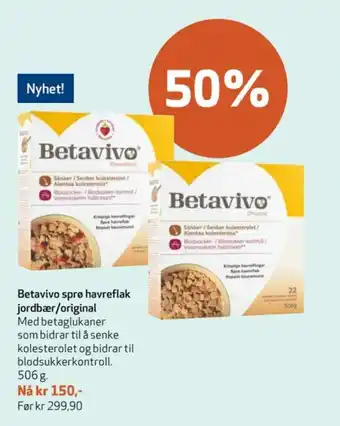 Apotek 1 Betavivo sprø havreflak jordbær/original tilbud