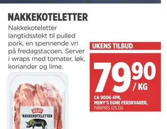Meny NAKKEKOTELETTER tilbud