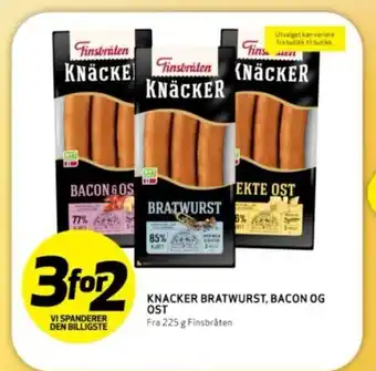 Bunnpris KNACKER BRATWURST, BACON OG OST tilbud