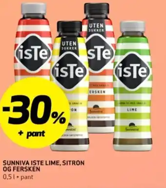 Bunnpris SUNNIVA ISTE LIME, SITRON OG FERSKEN tilbud