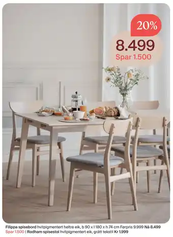 Møbelringen Filippa spisebord tilbud