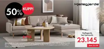 Fagmøbler Hjellegjerde høy hjørnesofa tilbud